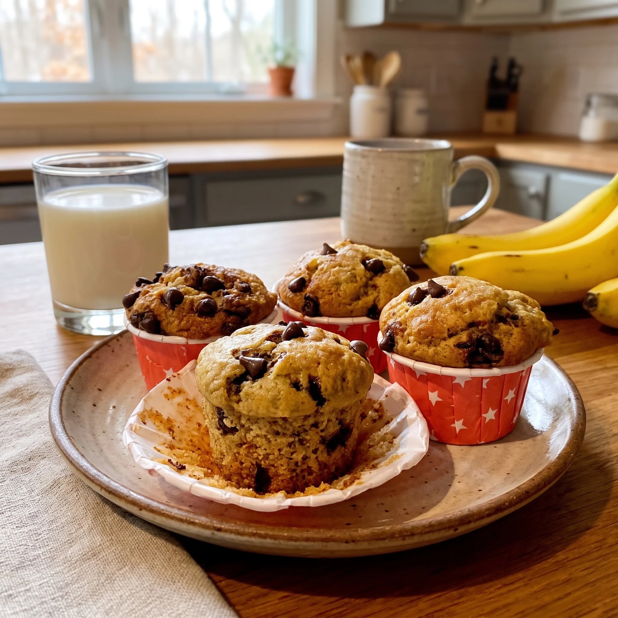 Banana Chocolate Chip Muffins, Pack of 4
